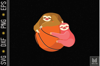 Sloths Hug Basketball Sports Lover