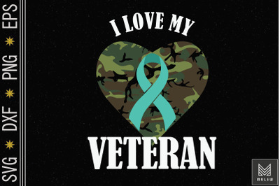 Love My Veteran Teal Ribbon PTSD