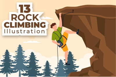 13 Rock Climbing Cartoon Illustration