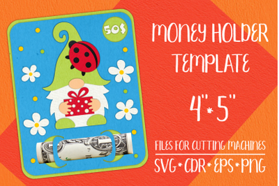 Gnome and Ladybug Birthday Card | Money Holder Template