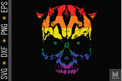 LGBT Rainbow Skull Support Gay Lesbian