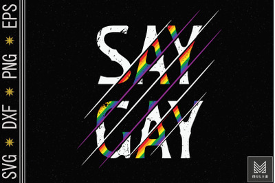 Say Gay Rainbow Stay Proud LGBTQ Lesbian