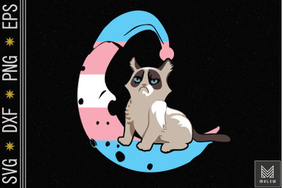 Transgender Moon Space Cat LGBT Pride