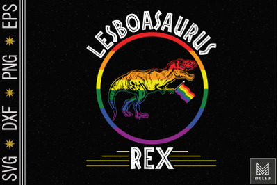 Lesboasaurus Rex LGBT Rainbow Flag