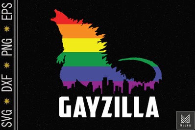 LGBTQ Rainbow Gayzilla Funny LGBT Pride