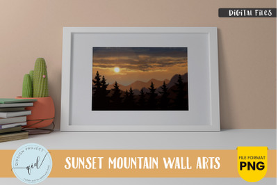 Sunset Mountain Wall Art, Illustration