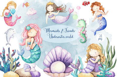 Mermaids &amp; Friends. Underwater world
