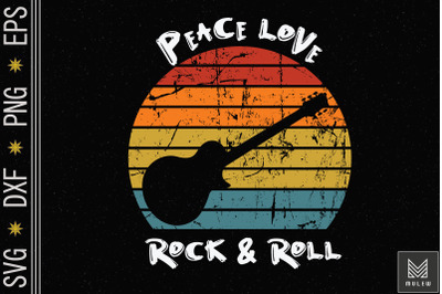 Peace Love Rock N Roll Guitar 80s Hippie