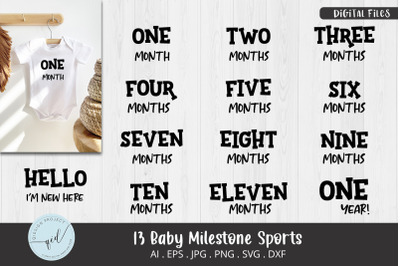 13 set Baby Milestone Sports SVG