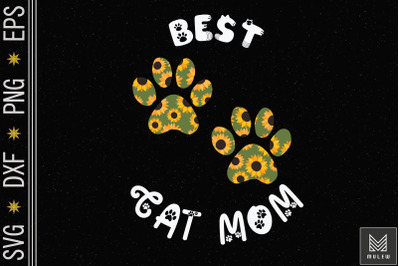 Best Cat Mom Paw Sunflower Mother Day