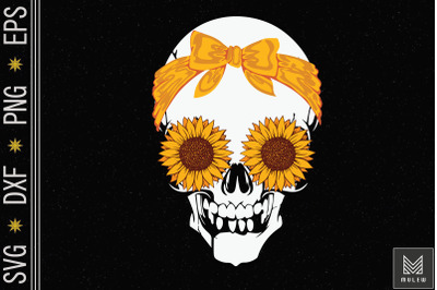 Funny Sugar Skull Sunflower Hippie