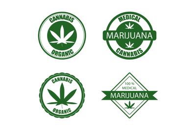 Medical cannabis&2C; organic marijuana badge label for treatment