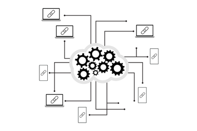 Teamwork remotely from smartphone or laptop in cloud&2C; cowork and team