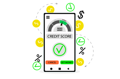 Approved loan, good credit score rating in internet banking