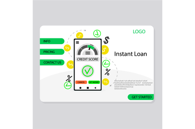 Instant loan landing page for internet banking application