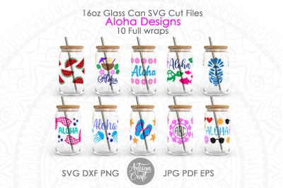 Aloha designs, 16oz glass can svg, beer can svg, mermaid tail svg