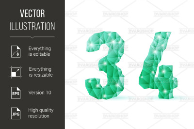 Emerald green polygonal font