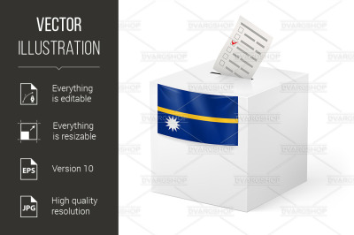 Ballot box with voting paper. Nauru