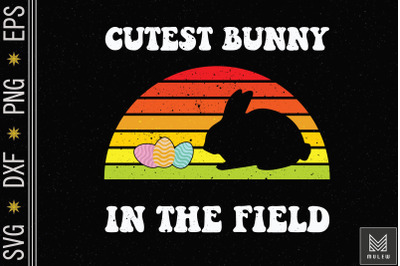 Cutest Bunny In The Field Ribbon Retro