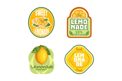 Lemonade label. Natural drink badges with citrus juice. Fresh organic