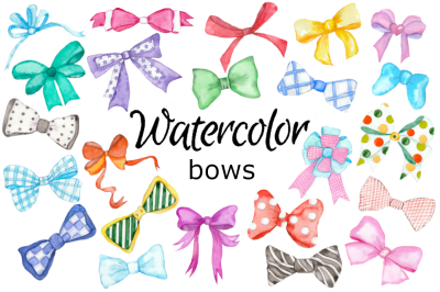 Bows watercolor clipart party hat birthday baby shower