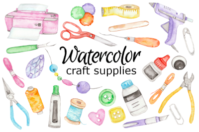 Craft supplies watercolor clipart