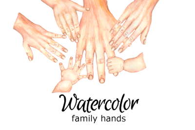 Watercolor family hands custom portrait