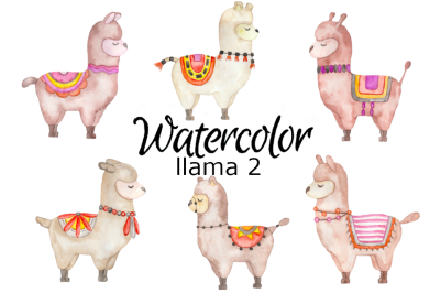 Watercolor llama 2 clipart alpaca