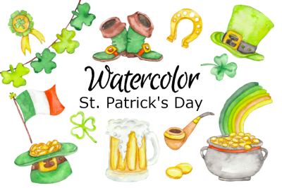 St Patrick Day watercolor clipart