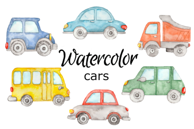 Cars watercolor clipart