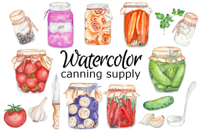 Canning supply watercolor clipart