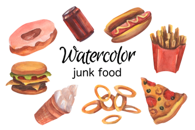 Junk food watercolor clip art