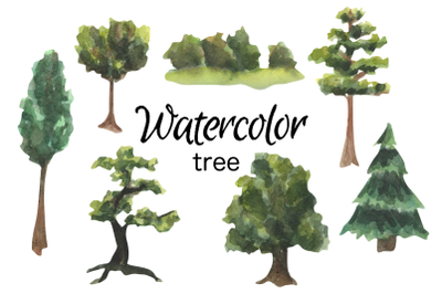 Tree watercolor clip art