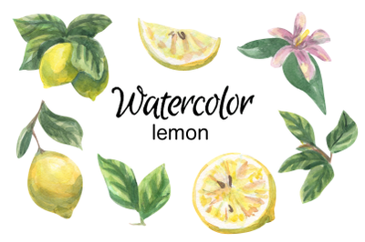 Lemon watercolor clip art