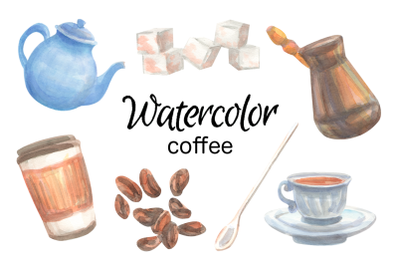 Coffee watercolor clip art