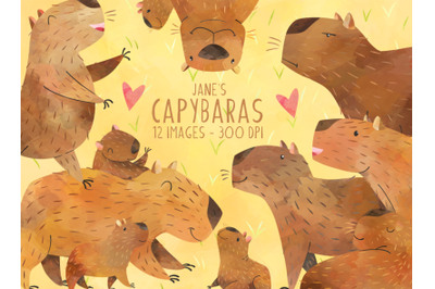 Watercolor Capybara Clipart