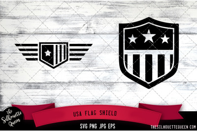 USA Flag Shield Silhouette Vector