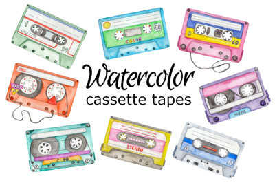 Watercolor cassette tapes