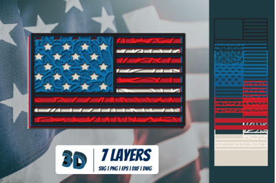 3D American Flag SVG