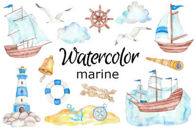 Marine watercolor clipart