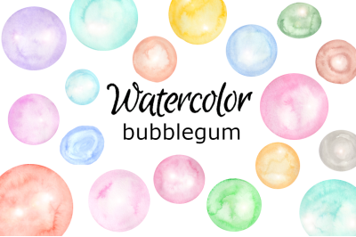 Watercolor bubble gum clipart