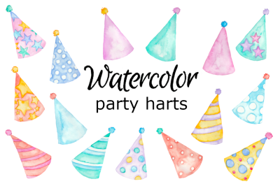 Party hats watercolour clipart