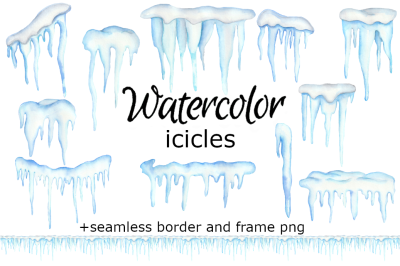 Icicles watercolor clipart