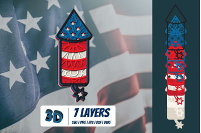 3D Patriotic Fireworks SVG