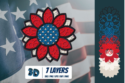 3D  Patriotic Flower SVG