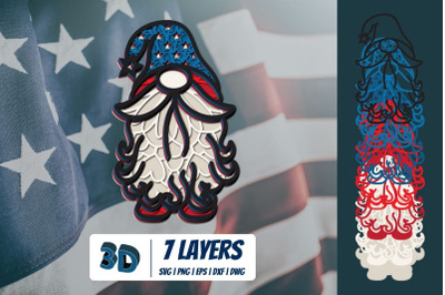 3D 4th Of July Gnome SVG