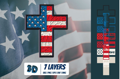 3D American Cross SVG