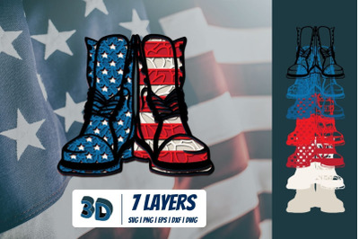 3D Patriotic Shoes SVG