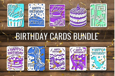 Birthday Card Papercut SVG Bundle