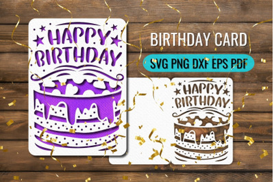 Birthday Cake Card Papercut SVG